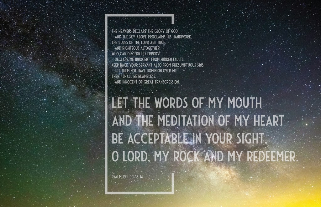 Milky Way photo from Morguefile user Naturestock, with my color edits. Text from the ESV version of the Bible. Poster published in the March-April 2022 issue of Connections magazine from Sola Publishing. Used by permission. 